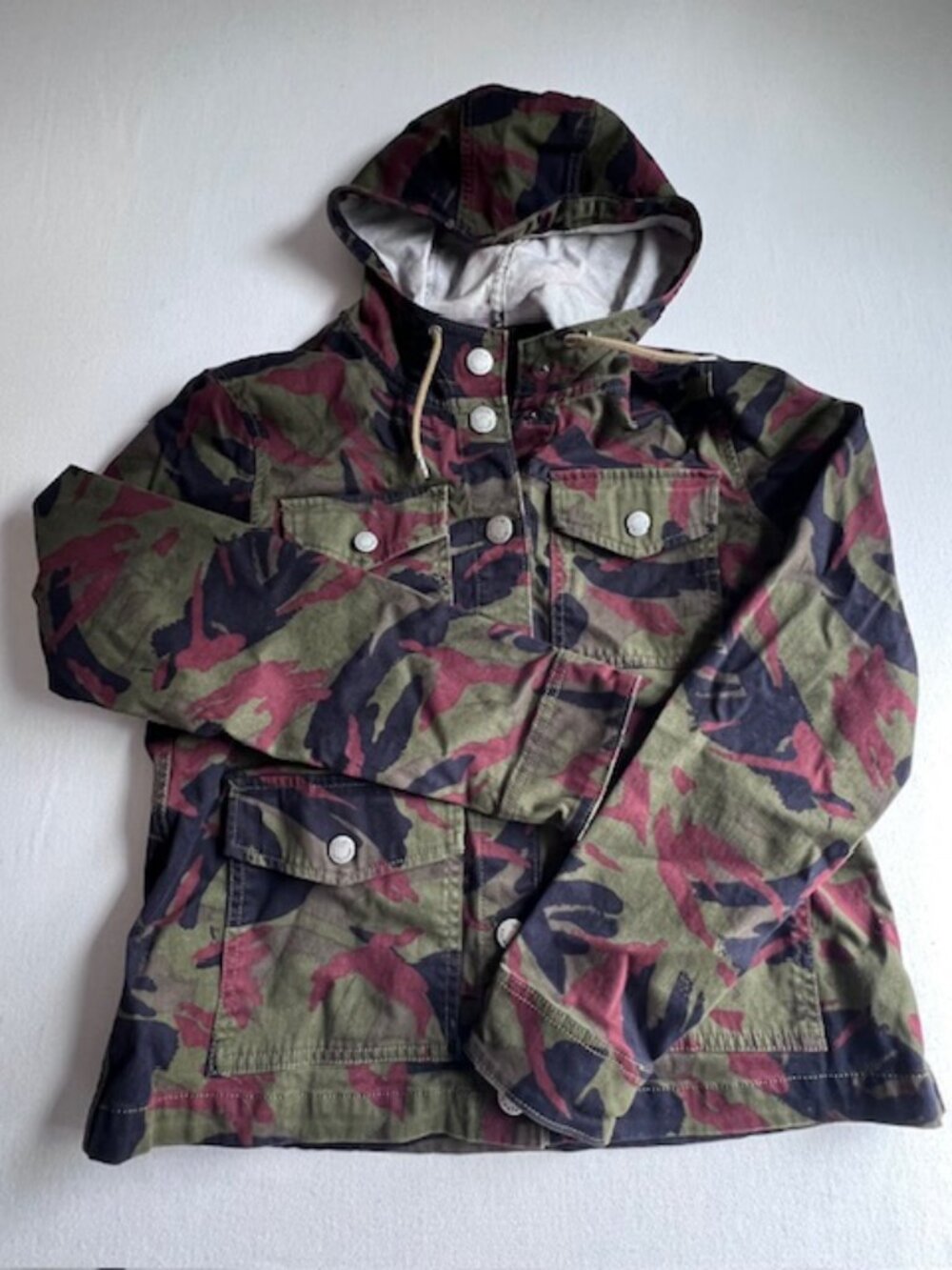 LL BEAN SIGNATURE camouflage cropped utility hoodie rugged quality Women's‎ XS